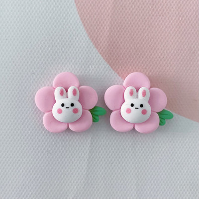 10db/csomag Kawaii Flower Rabbit Bear Resin Charms Lovely Cartoon Animal medál fülbevalóhoz Kulcstartó barkács ékszerkészítés
