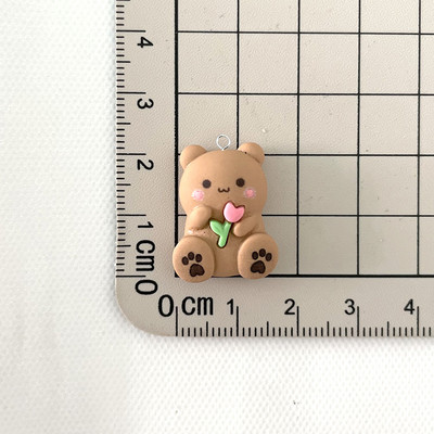 10db/csomag Kawaii Flower Rabbit Bear Resin Charms Lovely Cartoon Animal medál fülbevalóhoz Kulcstartó barkács ékszerkészítés