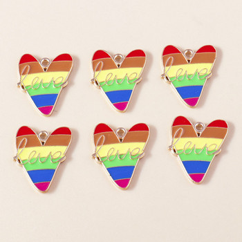 10 τμχ σμάλτο πολύχρωμο Rainbow Love Heart Charm για σκουλαρίκι LGBT Rainbow μενταγιόν DIY Κοσμήματα κατασκευής βραχιόλι Χειροποίητο