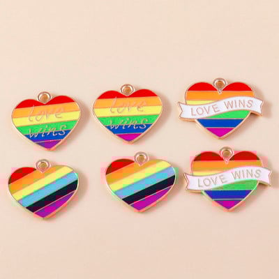 10kom emajl Šareno ljubavno srce šareno za naušnicu LGBT dugin privjesak DIY izrada nakita narukvica ogrlica ručni rad