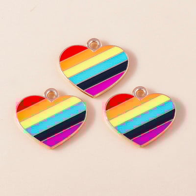 10kom emajl Šareno ljubavno srce šareno za naušnicu LGBT dugin privjesak DIY izrada nakita narukvica ogrlica ručni rad