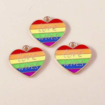 10kom emajl Šareno ljubavno srce šareno za naušnicu LGBT dugin privjesak DIY izrada nakita narukvica ogrlica ručni rad
