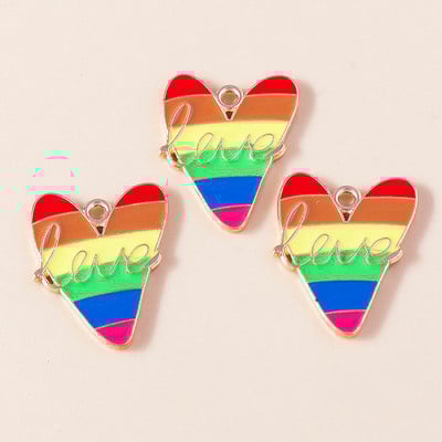 10kom emajl Šareno ljubavno srce šareno za naušnicu LGBT dugin privjesak DIY izrada nakita narukvica ogrlica ručni rad