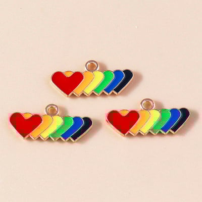 10kom emajl Šareno ljubavno srce šareno za naušnicu LGBT dugin privjesak DIY izrada nakita narukvica ogrlica ručni rad