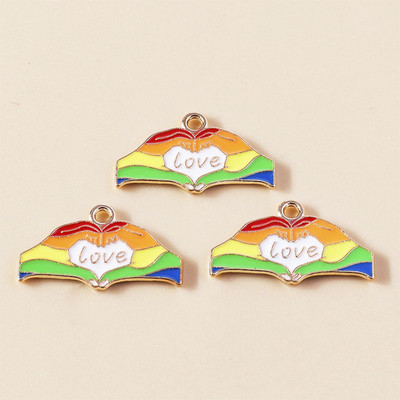 10kom emajl Šareno ljubavno srce šareno za naušnicu LGBT dugin privjesak DIY izrada nakita narukvica ogrlica ručni rad