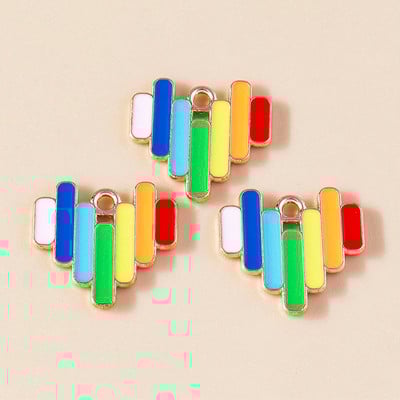 10kom emajl Šareno ljubavno srce šareno za naušnicu LGBT dugin privjesak DIY izrada nakita narukvica ogrlica ručni rad