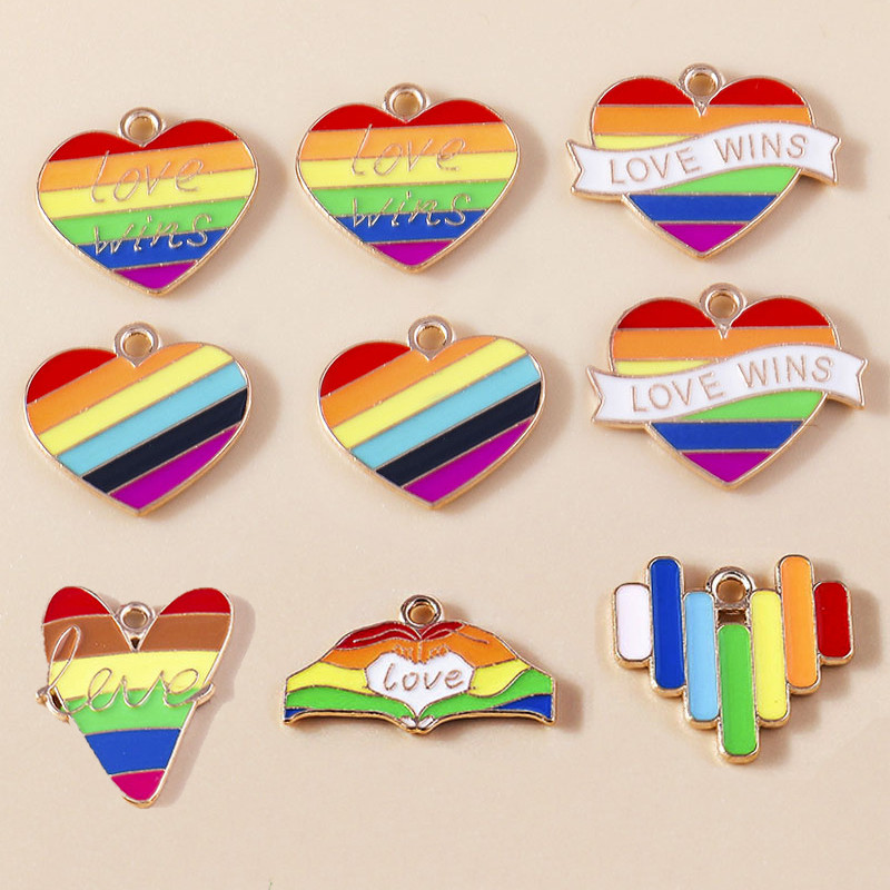 10kom emajl Šareno ljubavno srce šareno za naušnicu LGBT dugin privjesak DIY izrada nakita narukvica ogrlica ručni rad