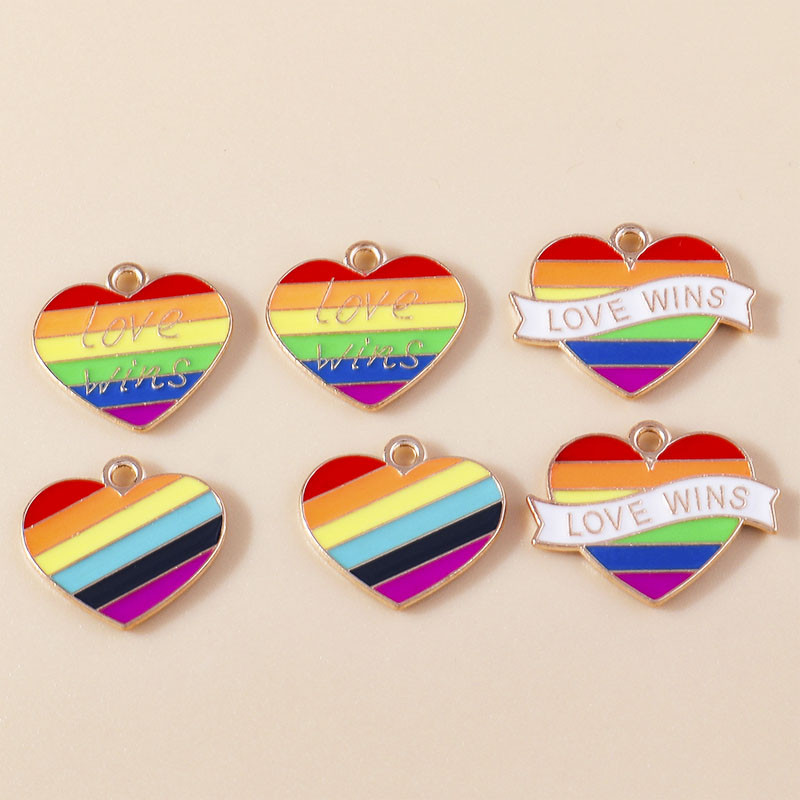 10kom emajl Šareno ljubavno srce šareno za naušnicu LGBT dugin privjesak DIY izrada nakita narukvica ogrlica ručni rad