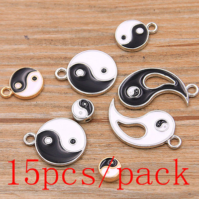 2 boje, 4 stila, dvostrani set od legure metala, kapljica ulja Tai Chi Bagua, makroporozne perle za izradu nakita, narukvice i ogrlice DIY