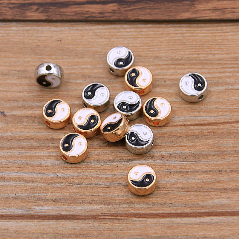 2 boje, 4 stila, dvostrani set od legure metala, kapljica ulja Tai Chi Bagua, makroporozne perle za izradu nakita, narukvice i ogrlice DIY