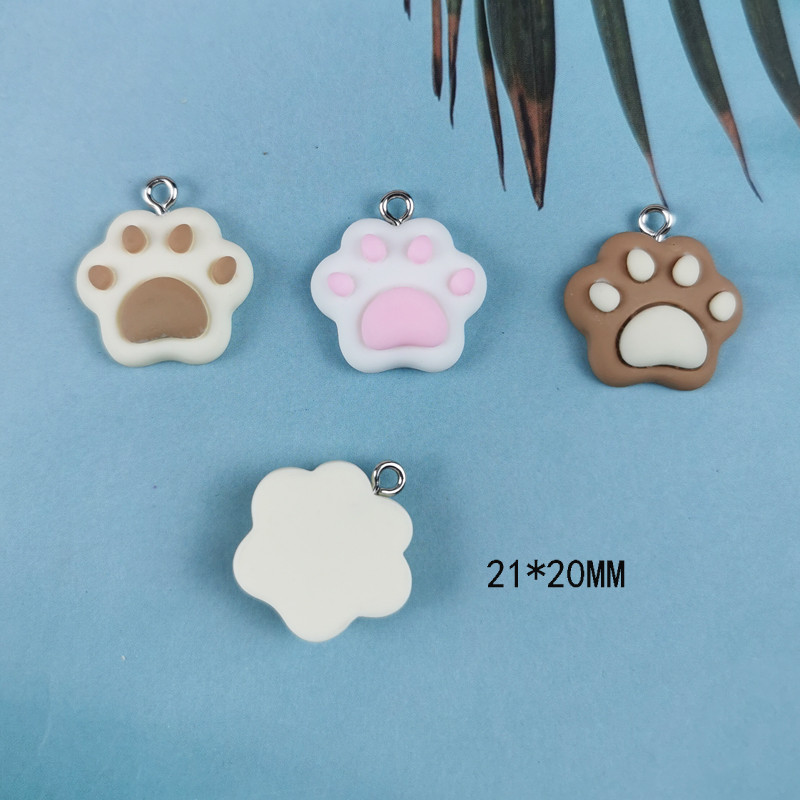 JeQue 20 de bucăți 3D drăguț labuță de urs labă de pisică brelocuri din rășină cu spate plat bricolaj breloc colier cercei pandantiv accesorii bijuterii descoperiri