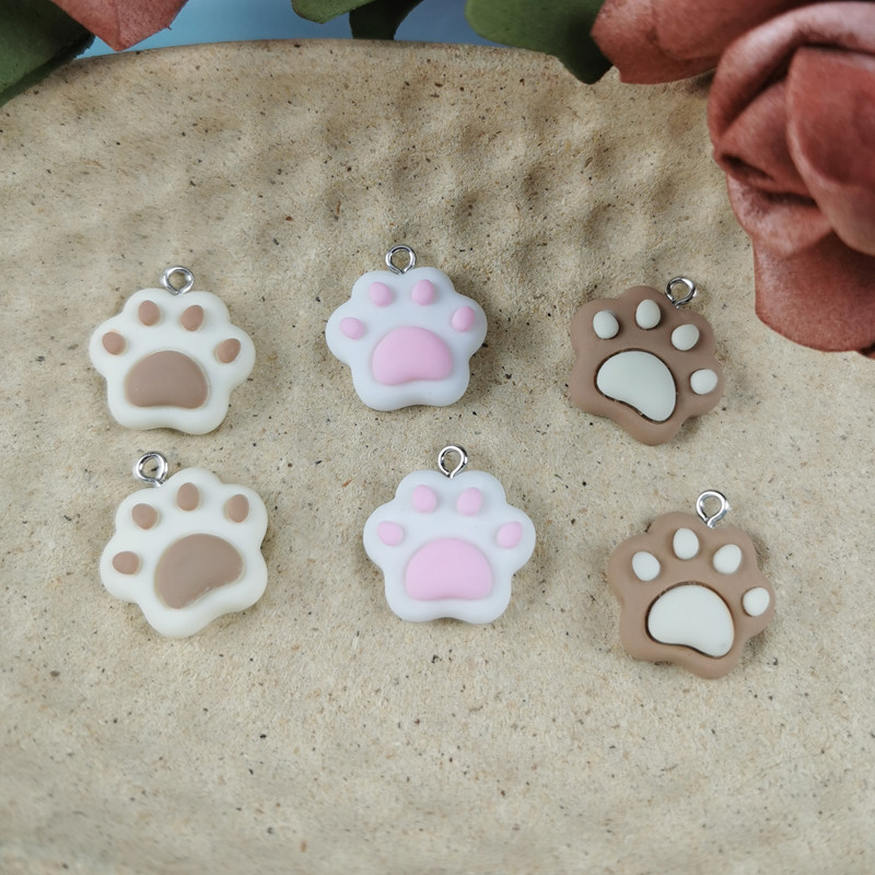 JeQue 20 de bucăți 3D drăguț labuță de urs labă de pisică brelocuri din rășină cu spate plat bricolaj breloc colier cercei pandantiv accesorii bijuterii descoperiri