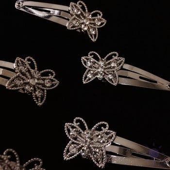 Винтидж мода Rhinestone Butterfly Bobby Pin Sweet Cool Charm Trend Щипка за коса за жени Естетични Y2k Аксесоари за коса Подарък