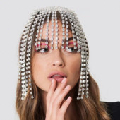 Strass cu sclipici, lanț de păr scurt cu franjuri, bentiță, pălărie, performanță pe scenă, pentru femei, accesorii pentru cap de cristal, lanț de perucă pentru cap