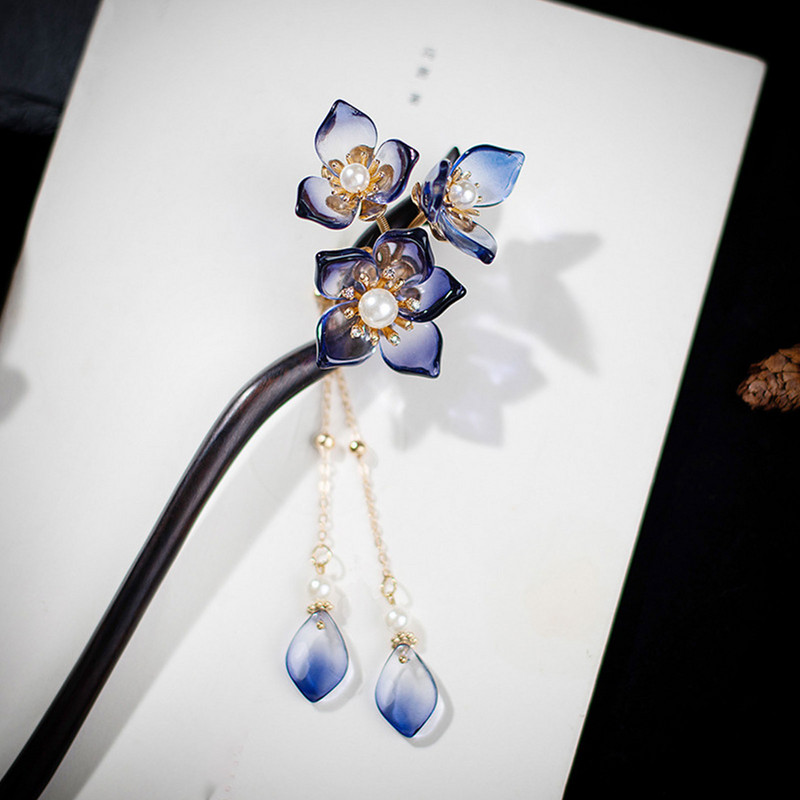 Kineski štapići za kosu Hanfu dekoracija za djevojke Dodaci za kosu Štapići za žene Crno sandalovo drvo Ukosnice Vilice Drevni nakit za glavu