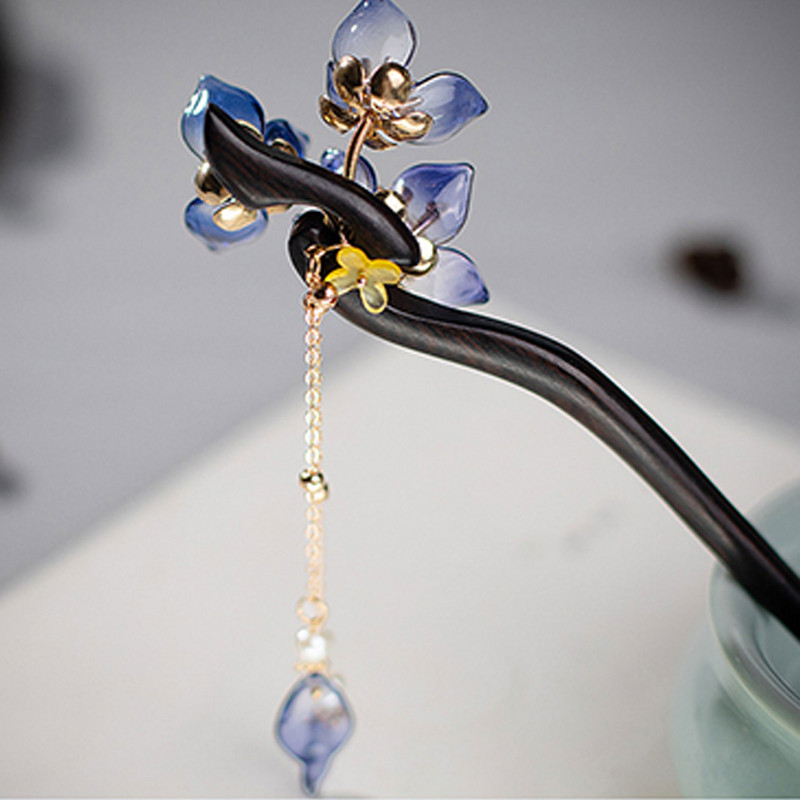 Kineski štapići za kosu Hanfu dekoracija za djevojke Dodaci za kosu Štapići za žene Crno sandalovo drvo Ukosnice Vilice Drevni nakit za glavu