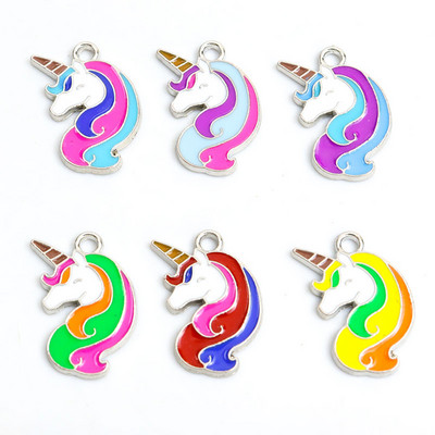 10 tk. Mix Styles Email Vikerkaar Ükssarviku sarvikud Värvilised sulamist ripatsid Amuletid kaelakee Ehted Leidmine Õnnelik kingitus