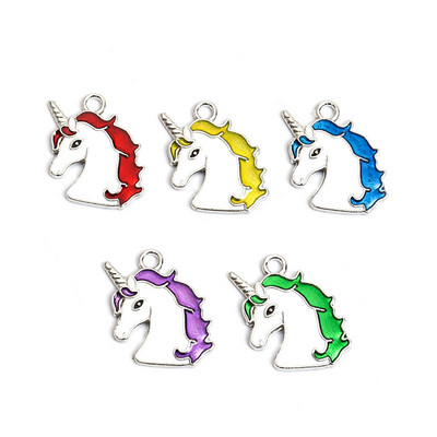 10 tk. Mix Styles Email Vikerkaar Ükssarviku sarvikud Värvilised sulamist ripatsid Amuletid kaelakee Ehted Leidmine Õnnelik kingitus