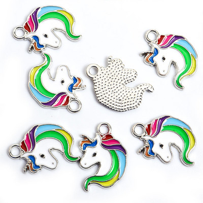 10 tk. Mix Styles Email Vikerkaar Ükssarviku sarvikud Värvilised sulamist ripatsid Amuletid kaelakee Ehted Leidmine Õnnelik kingitus