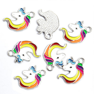 10 tk. Mix Styles Email Vikerkaar Ükssarviku sarvikud Värvilised sulamist ripatsid Amuletid kaelakee Ehted Leidmine Õnnelik kingitus