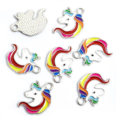 10 tk. Mix Styles Email Vikerkaar Ükssarviku sarvikud Värvilised sulamist ripatsid Amuletid kaelakee Ehted Leidmine Õnnelik kingitus