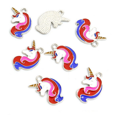 10 tk. Mix Styles Email Vikerkaar Ükssarviku sarvikud Värvilised sulamist ripatsid Amuletid kaelakee Ehted Leidmine Õnnelik kingitus