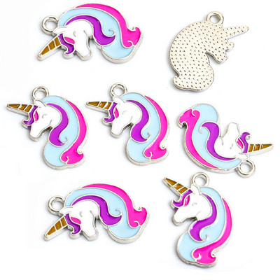 10 tk. Mix Styles Email Vikerkaar Ükssarviku sarvikud Värvilised sulamist ripatsid Amuletid kaelakee Ehted Leidmine Õnnelik kingitus