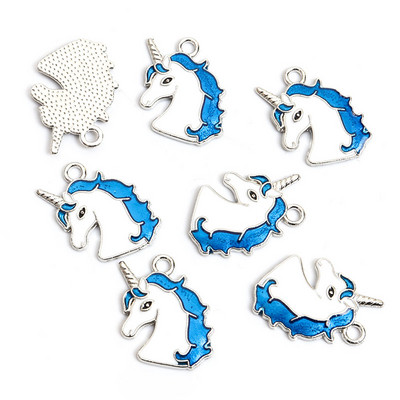 10 tk. Mix Styles Email Vikerkaar Ükssarviku sarvikud Värvilised sulamist ripatsid Amuletid kaelakee Ehted Leidmine Õnnelik kingitus