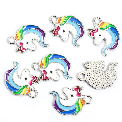 10 tk. Mix Styles Email Vikerkaar Ükssarviku sarvikud Värvilised sulamist ripatsid Amuletid kaelakee Ehted Leidmine Õnnelik kingitus