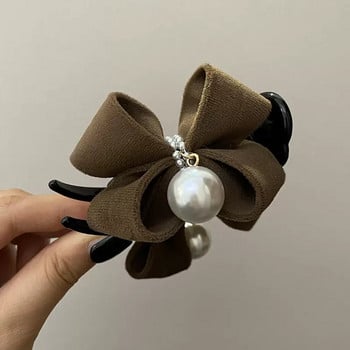 2022 Fashion New Bow Pearl φουρκέτες για γυναίκες Κορεάτικα κομψά κορίτσια Κλιπ καρχαρίας πίσω κεφαλής Κλιπ μαλλιών Αξεσουάρ για τα μαλλιά Δώρα κοσμήματα