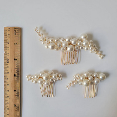 SLBRIDAL Käsitsi valmistatud trendikad juhtmega simuleeritud pärlid Pruudijuuksed kamm Juuksenõelad Kleebised Komplekt Pulmajuuksed Aksessuaarid Naiste ehted