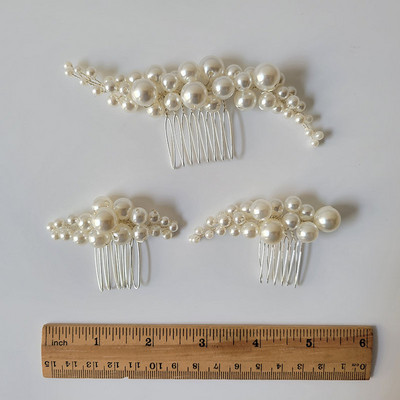 SLBRIDAL Käsitsi valmistatud trendikad juhtmega simuleeritud pärlid Pruudijuuksed kamm Juuksenõelad Kleebised Komplekt Pulmajuuksed Aksessuaarid Naiste ehted