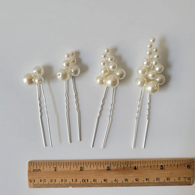 SLBRIDAL Käsitsi valmistatud trendikad juhtmega simuleeritud pärlid Pruudijuuksed kamm Juuksenõelad Kleebised Komplekt Pulmajuuksed Aksessuaarid Naiste ehted