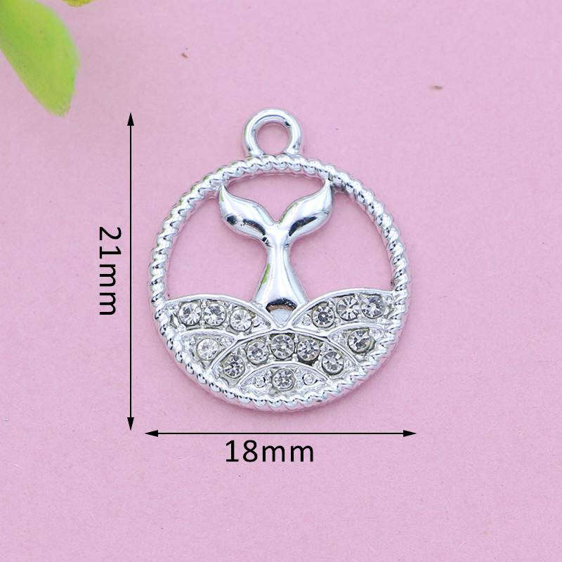 10τμχ επιχρυσωμένο κρυστάλλινο μενταγιόν Γοργόνα ουράς για κοσμήματα κατασκευής κολιέ Βραχιόλι αξεσουάρ DIY Craft 21x18mm