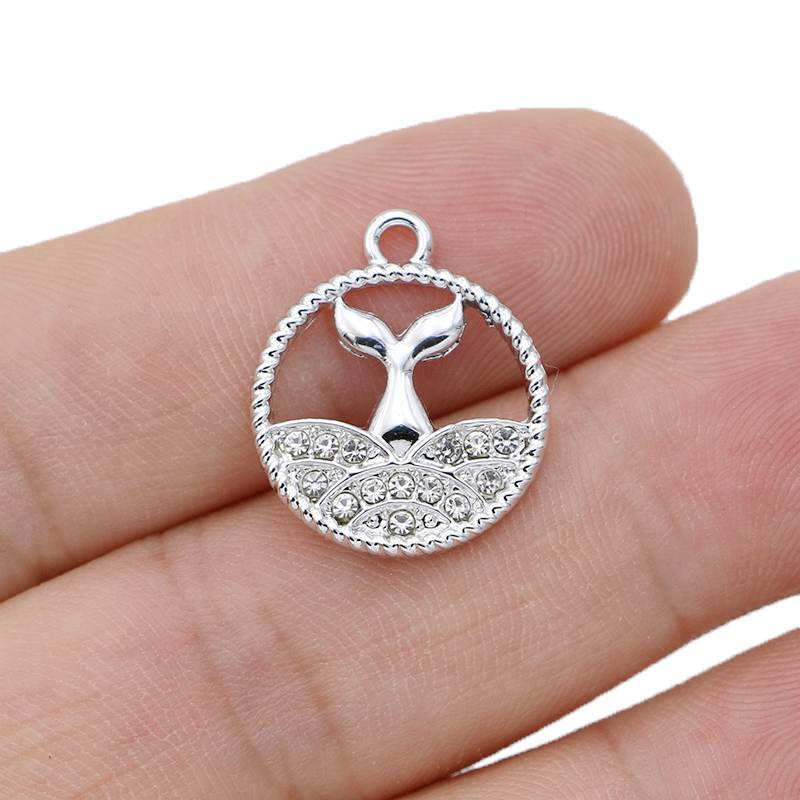 10τμχ επιχρυσωμένο κρυστάλλινο μενταγιόν Γοργόνα ουράς για κοσμήματα κατασκευής κολιέ Βραχιόλι αξεσουάρ DIY Craft 21x18mm