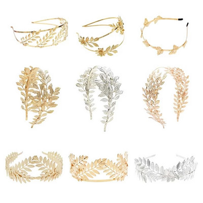 Барокови гръцки римски ленти за коса с метални листа за жени Boho Head Crowns Tiaras Момиче Бижута за рожден ден Парти Сватбени аксесоари за коса