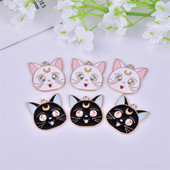 10tk/pakk 20mm Moon Cats Charms ripats kõrvarõngaste võtmehoidja ehete valmistamiseks
