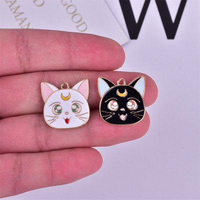 10tk/pakk 20mm Moon Cats Charms ripats kõrvarõngaste võtmehoidja ehete valmistamiseks