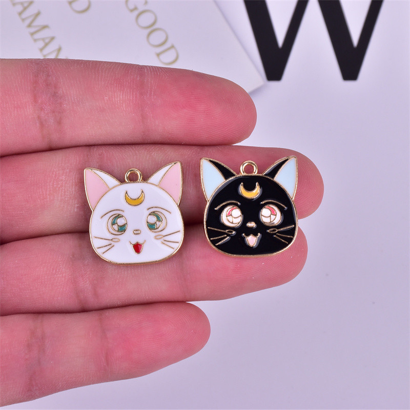 10tk/pakk 20mm Moon Cats Charms ripats kõrvarõngaste võtmehoidja ehete valmistamiseks