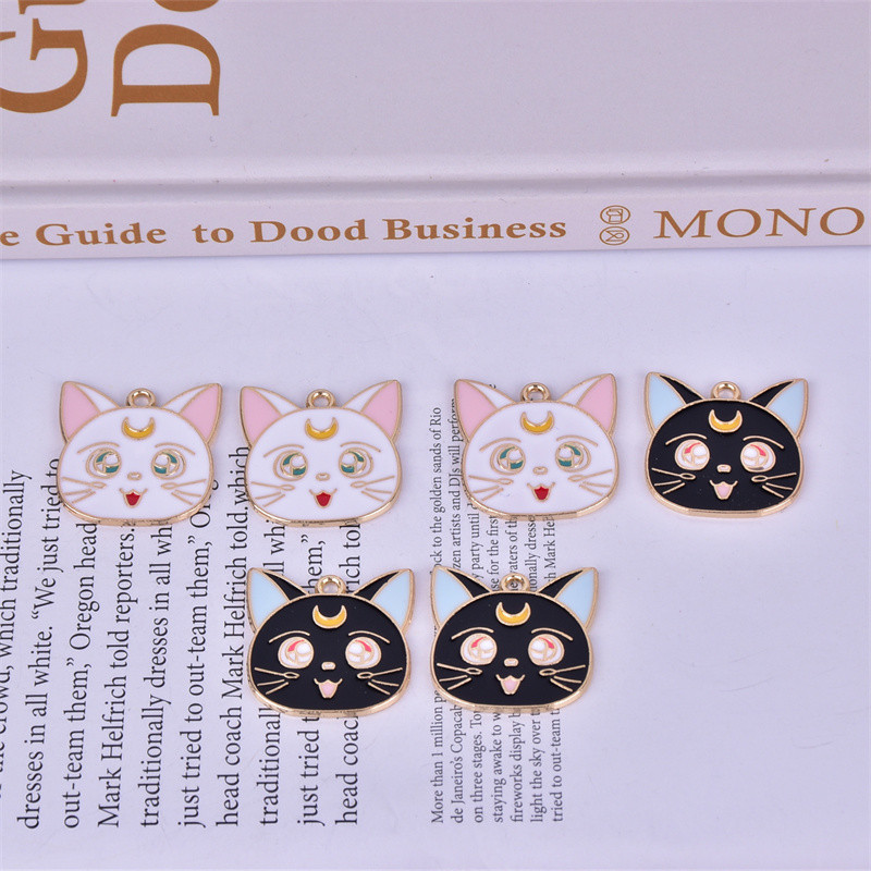10tk/pakk 20mm Moon Cats Charms ripats kõrvarõngaste võtmehoidja ehete valmistamiseks