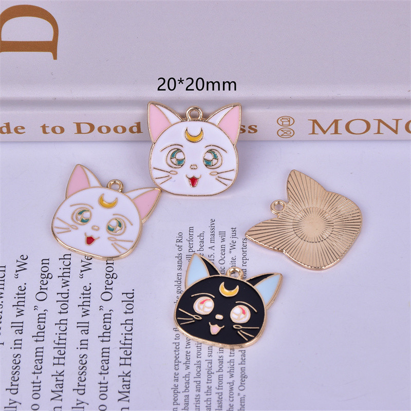 10tk/pakk 20mm Moon Cats Charms ripats kõrvarõngaste võtmehoidja ehete valmistamiseks