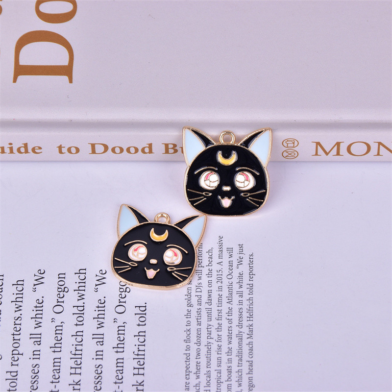 10tk/pakk 20mm Moon Cats Charms ripats kõrvarõngaste võtmehoidja ehete valmistamiseks
