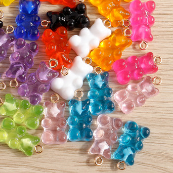 20 τμχ 11*22mm Cartoon Candy Colors Resin Bear Charms for Jewelry Making Cute Earrings Κολιέ Βραχιόλια Βραχιόλια DIY Crafts Αξεσουάρ