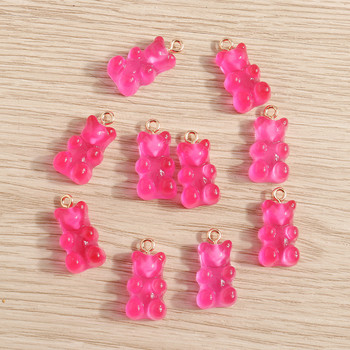 20 τμχ 11*22mm Cartoon Candy Colors Resin Bear Charms for Jewelry Making Cute Earrings Κολιέ Βραχιόλια Βραχιόλια DIY Crafts Αξεσουάρ