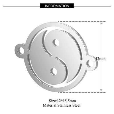 5 tk/partii roostevabast terasest Yin Yang diy käevõru valmistamine pistikute võlu hulgimüük päikese OM pistikute ripats ehete jaoks