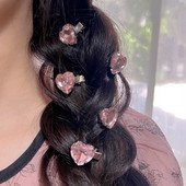 Κορεατική μόδα Crystal Love Pink Peach Heart Hair Clip για γυναίκες Γλυκό χαριτωμένο κοστούμι γοητείας Αισθητική φουρκέτα Y2k Αξεσουάρ μαλλιών