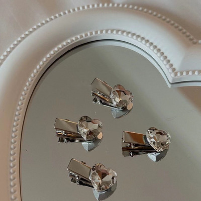 Κορεατική μόδα Crystal Love Pink Peach Heart Hair Clip για γυναίκες Γλυκό χαριτωμένο κοστούμι γοητείας Αισθητική φουρκέτα Y2k Αξεσουάρ μαλλιών