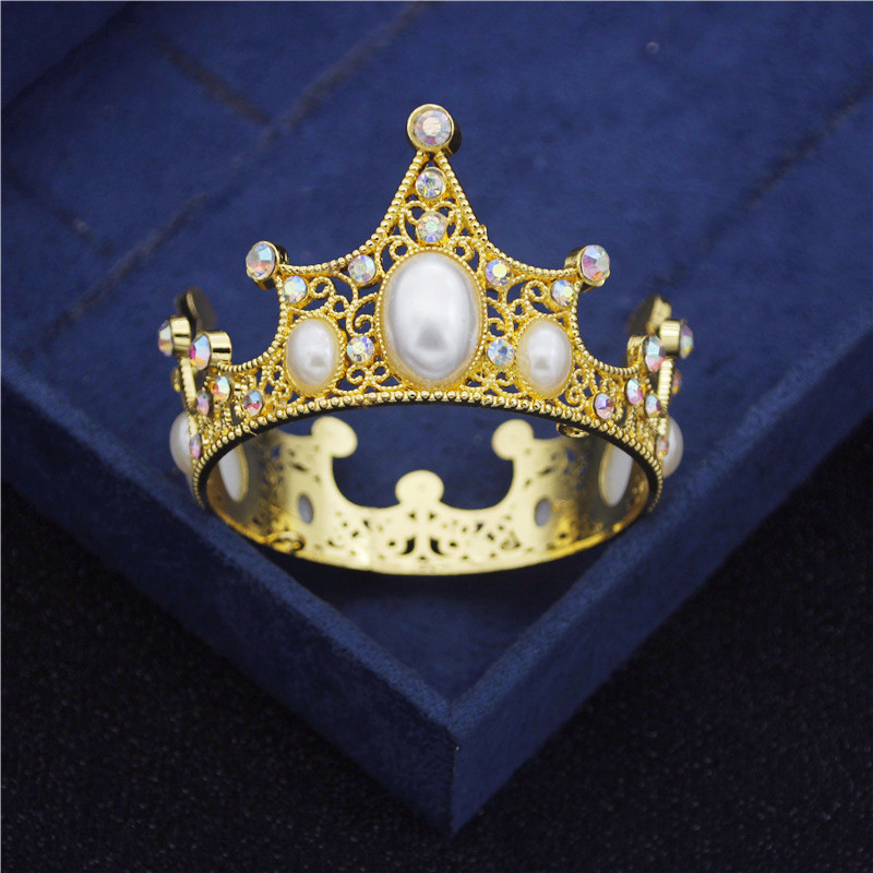 Promocija Metalna legura Biseri Mala kruna Party Rođendan Vjenčanje Tijare Diadem Nakit Ukrasi Dječja mala kruna za tortu