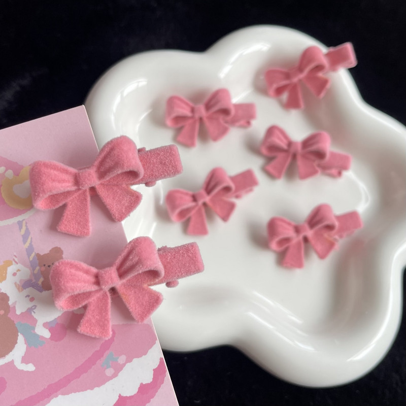 Korea flokeeriv sametine roosa kaarjas juukseklamber naistele, armas, armas, neiulik, võluv juuksenõel Vintage esteetilised juukseaksessuaarid