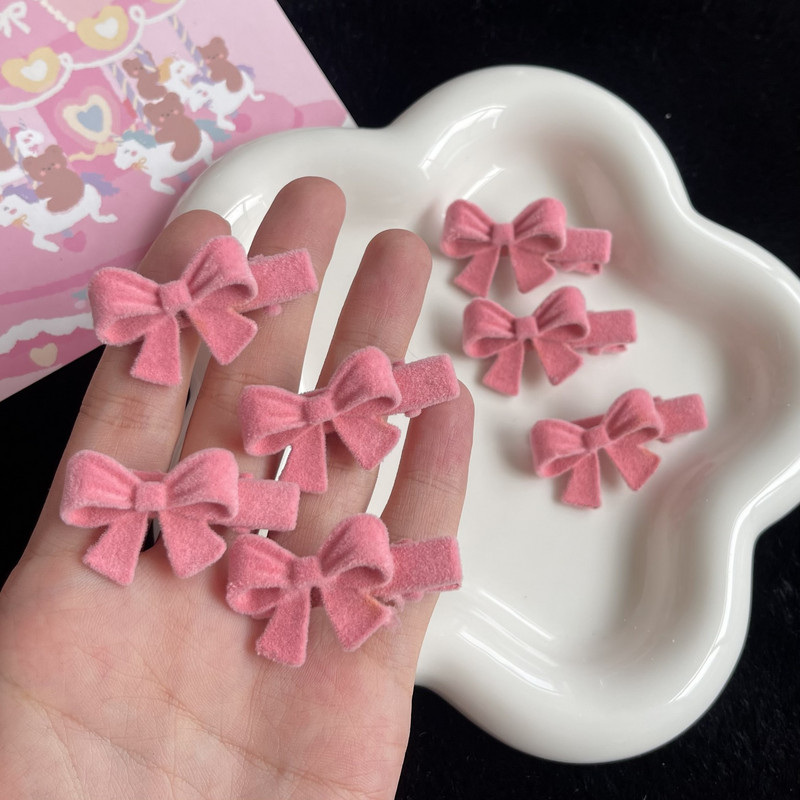 Korea flokeeriv sametine roosa kaarjas juukseklamber naistele, armas, armas, neiulik, võluv juuksenõel Vintage esteetilised juukseaksessuaarid